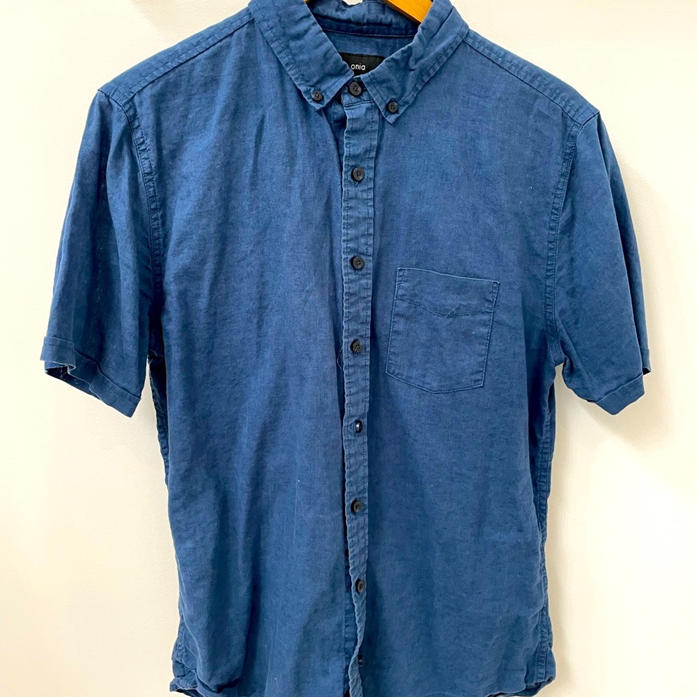 Onia Shortsleeved Linen Navy Shirt Size M